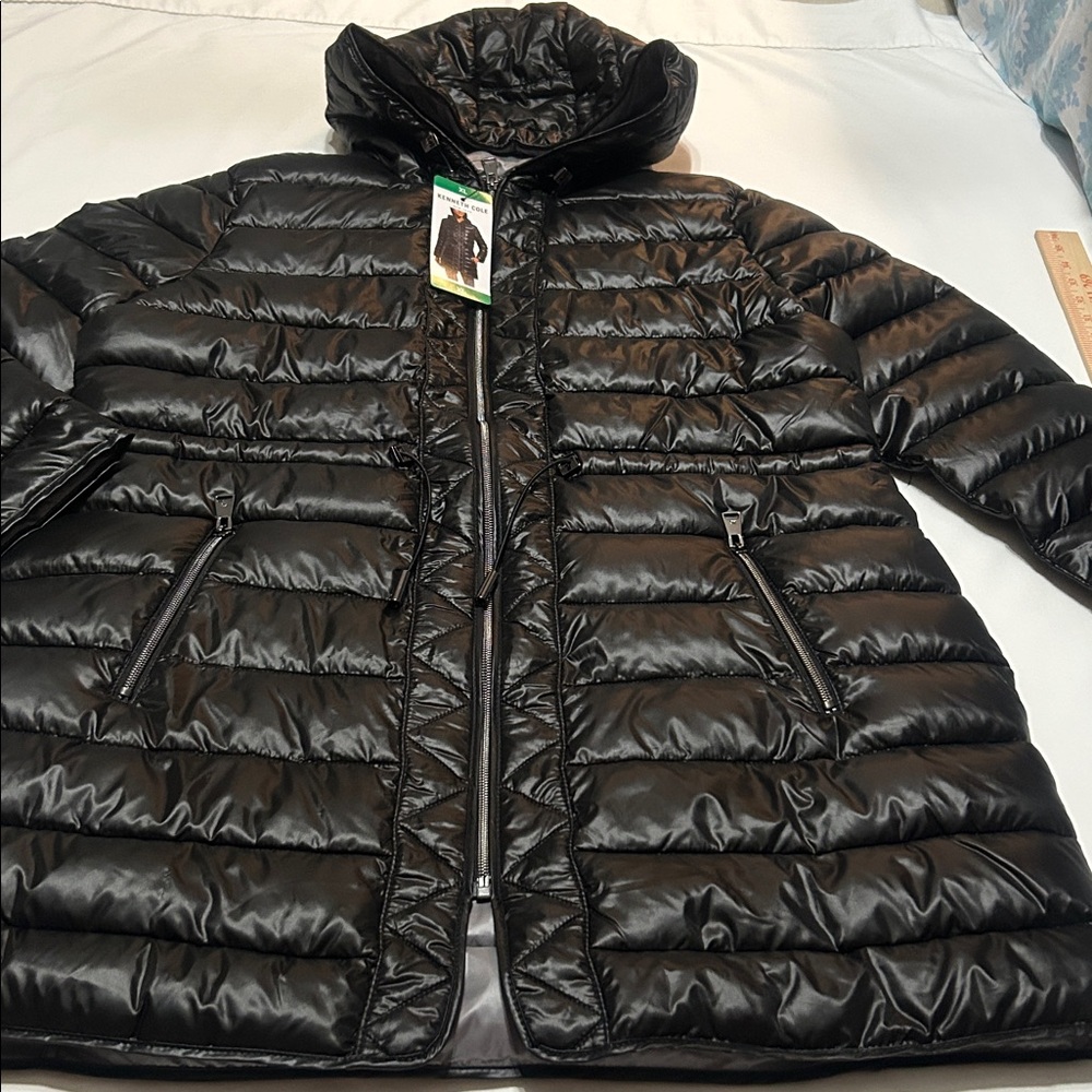 Kenneth Cole New York Full Zip Puffer Jacket with Hood Black Size XL - Picture 12 of 16